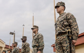 U.S. Marines with Corporals Course 2-26 Rehearse Sword Manual and Guidon