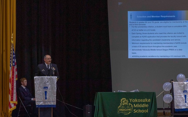 Yokosuka Middle School Holds National Junior Honor Society Cermeony