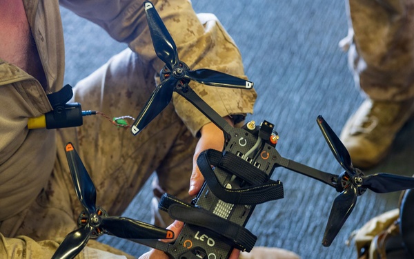 11th MEU Marines Conduct an Unmanned Aircraft System Demonstration Aboard USS Boxer