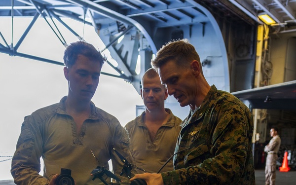 11th MEU Marines Conduct an Unmanned Aircraft System Demonstration Aboard USS Boxer