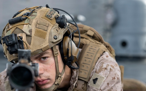 11th MEU Marines Conduct a Defense of the Amphibious Task Force Drill Aboard USS Boxer