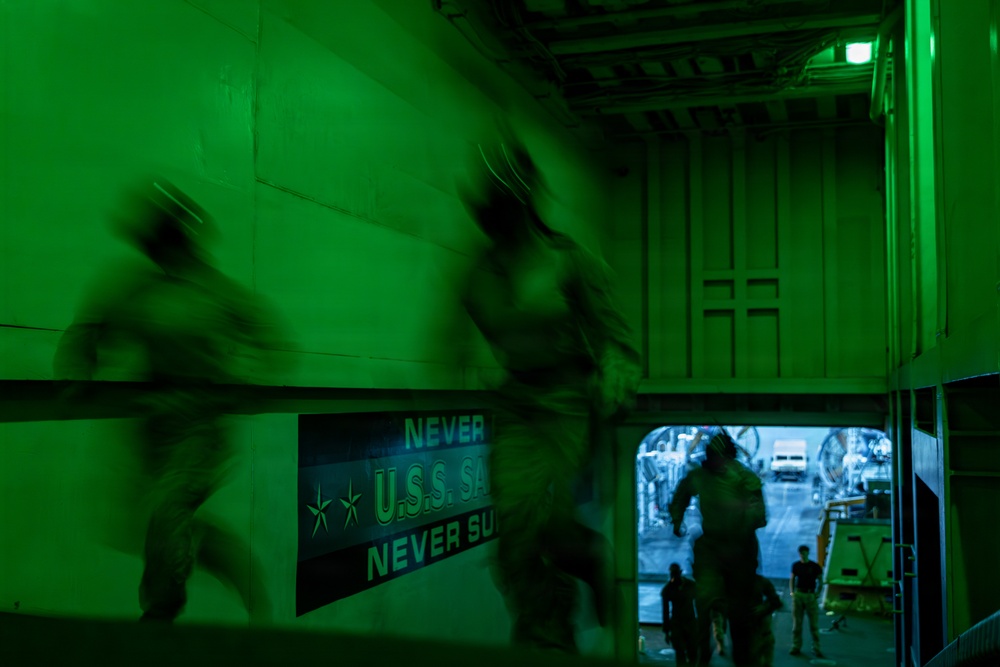 22nd MEU (SOC) | CLB-26 PTs during CBRN Drill Aboard USS San Antonio