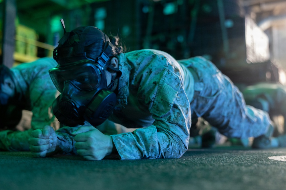 22nd MEU (SOC) | CLB-26 PTs during CBRN Drill Aboard USS San Antonio