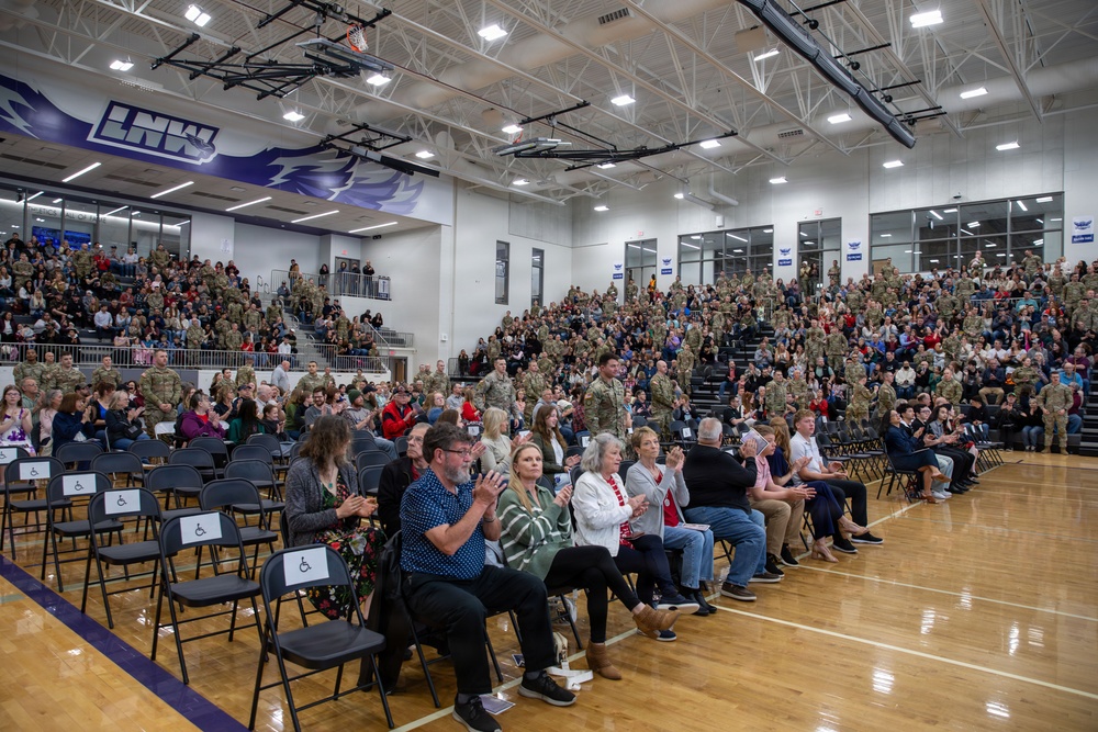 Family, Friends of 67th MEB Soldiers Gather to Say Farewell During a Send-off Ceremony for the Unit’s Deployment to the Horn of Africa