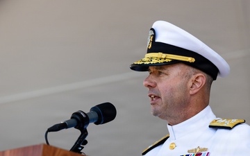 The Commandant, Gen. Eric M. Smith attends the commissioning of the USS Harvey C. Barnum Jr.