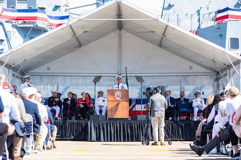 The Commandant, Gen. Eric M. Smith attends the commissioning of the USS Harvey C. Barnum Jr.