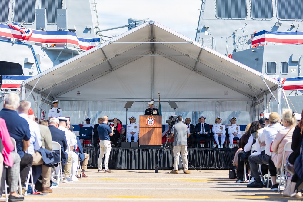 The Commandant, Gen. Eric M. Smith attends the commissioning of the USS Harvey C. Barnum Jr.