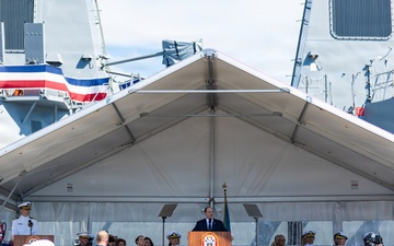 The Commandant, Gen. Eric M. Smith attends the commissioning of the USS Harvey C. Barnum Jr.