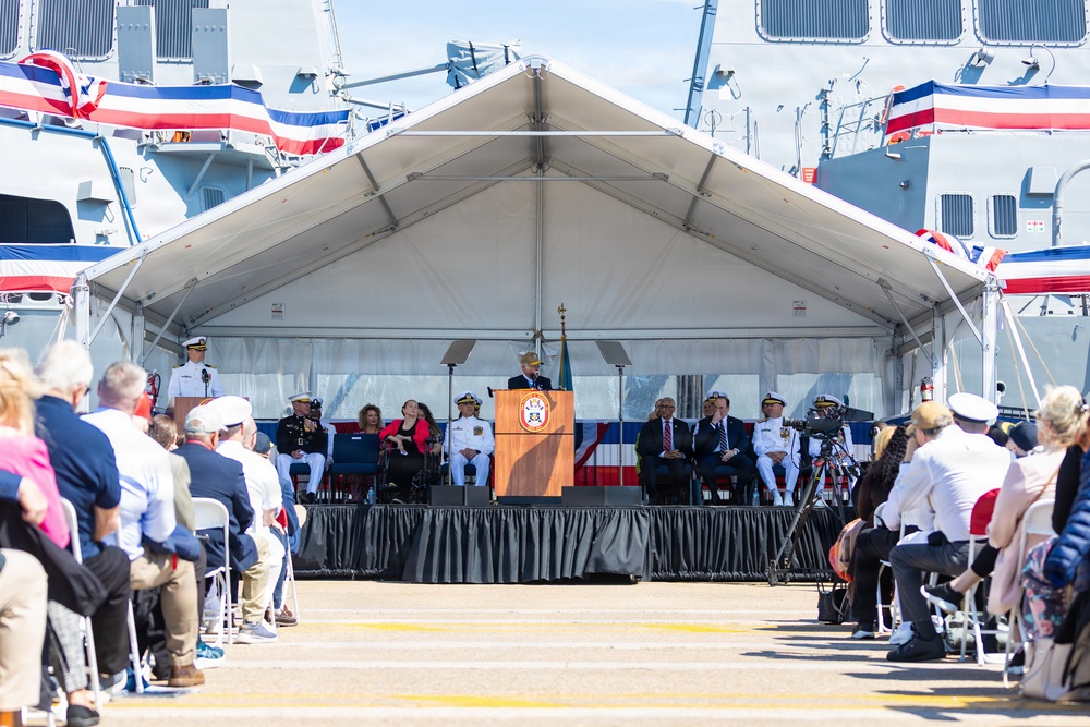 The Commandant, Gen. Eric M. Smith attends the commissioning of the USS Harvey C. Barnum Jr.