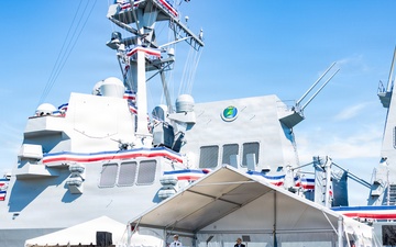 The Commandant, Gen. Eric M. Smith attends the commissioning of the USS Harvey C. Barnum Jr.
