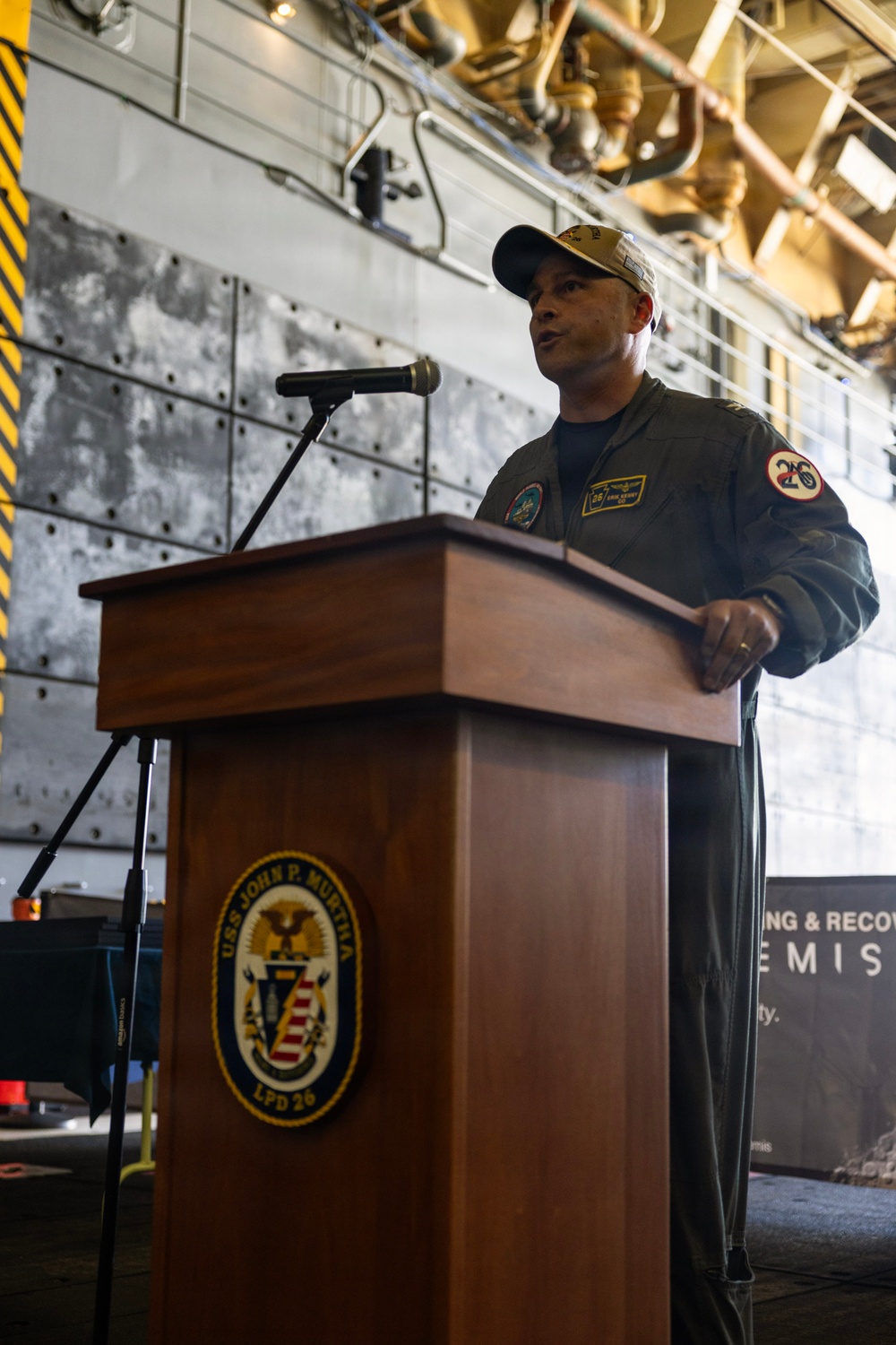 USS John P. Murtha holds Artemis II all-hands call, press conference