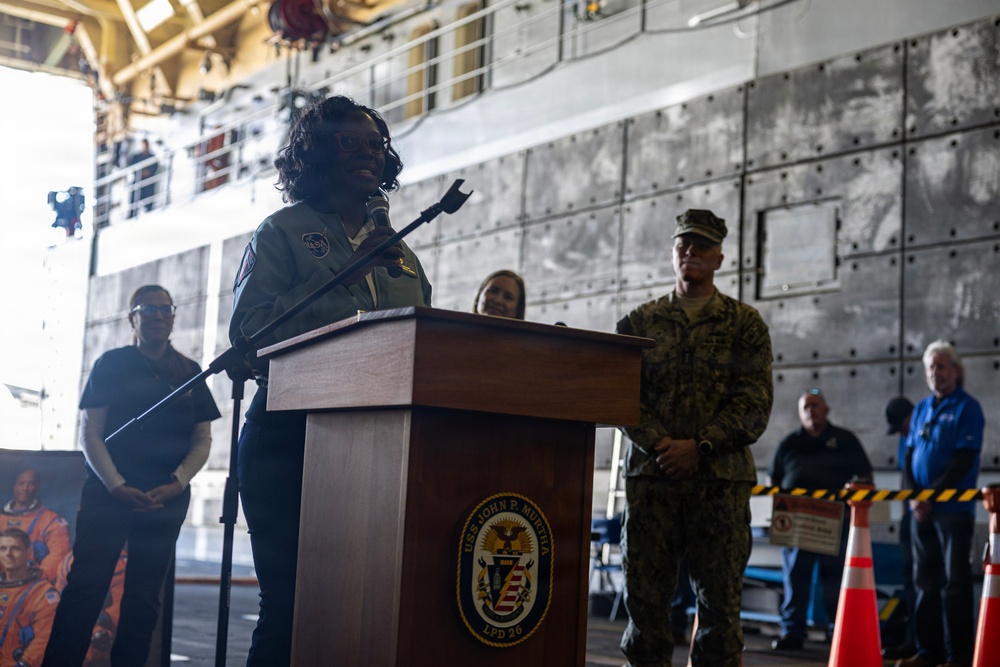 USS John P. Murtha holds Artemis II all-hands call, press conference