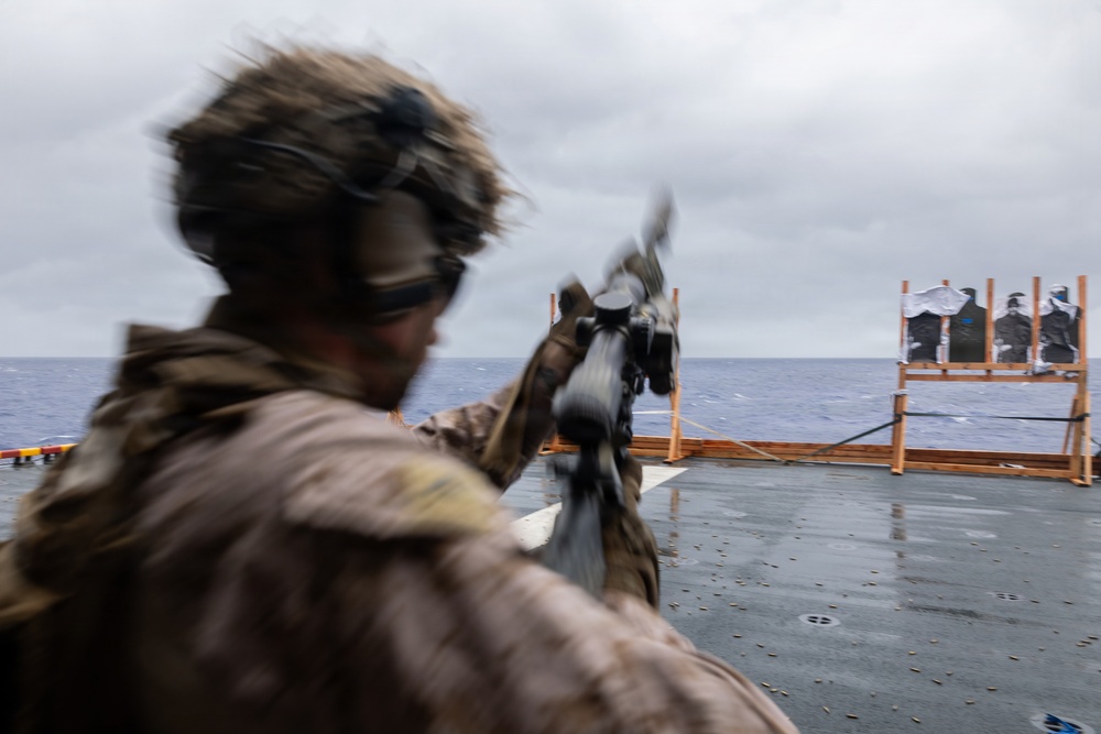 11th MEU Marines Conduct Marksmanship Training Aboard USS Boxer