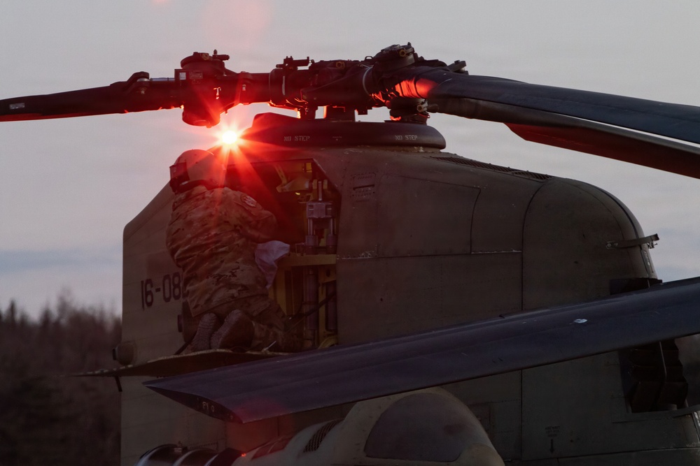 3-2 GSAB Soldiers Conduct CH-47 Chinook Maintenance