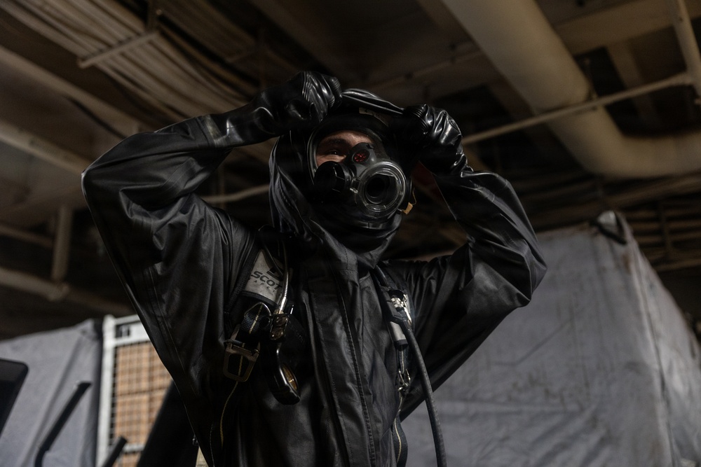 11th MEU Marines Conduct CBRN Training Aboard USS Boxer