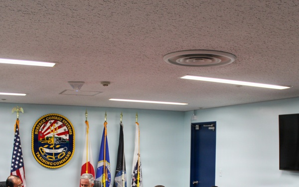 Capt. Michael S. Dwan, commander, SCSTC and Command Master Chief Jacob Shafer, SCSTC visit to SCSTC WESTPAC