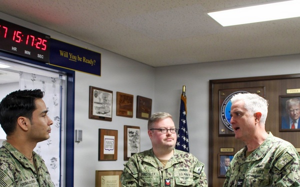 Capt. Michael S. Dwan, commander, SCSTC and Command Master Chief Jacob Shafer, SCSTC visit to SCSTC WESTPAC