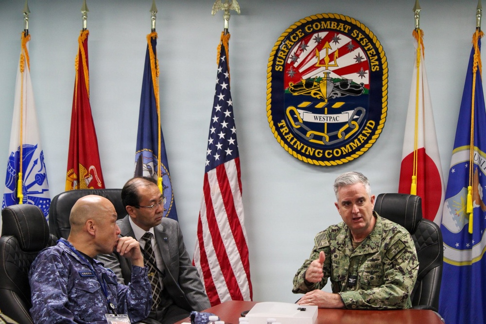 Capt. Michael S. Dwan, commander, SCSTC and Command Master Chief Jacob Shafer, SCSTC visit to SCSTC WESTPAC