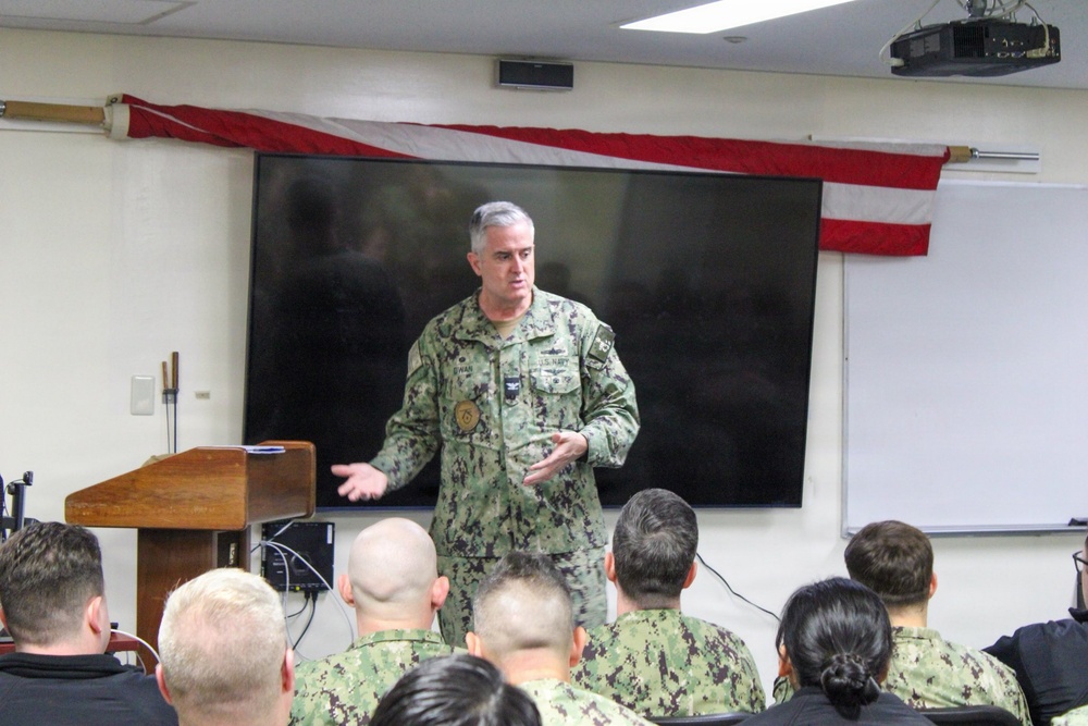 Capt. Michael S. Dwan, commander, SCSTC and Command Master Chief Jacob Shafer, SCSTC visit to SCSTC WESTPAC