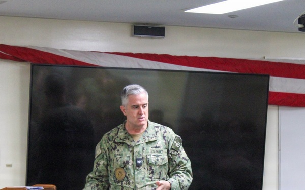 Capt. Michael S. Dwan, commander, SCSTC and Command Master Chief Jacob Shafer, SCSTC visit to SCSTC WESTPAC