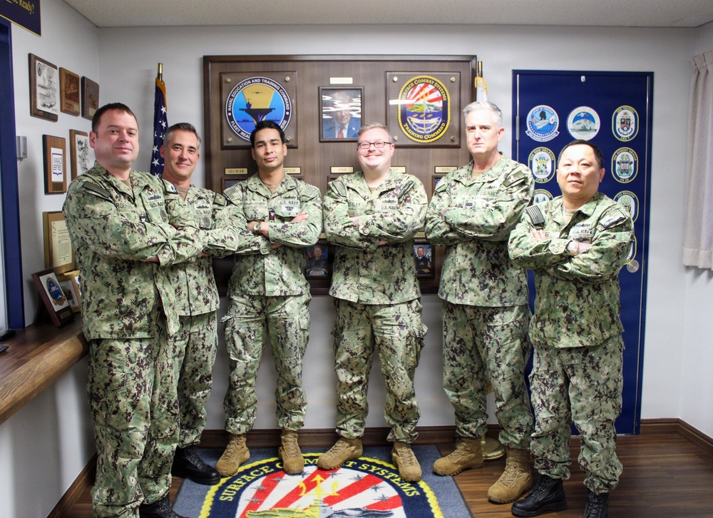 Capt. Michael S. Dwan, commander, SCSTC and Command Master Chief Jacob Shafer, SCSTC visit to SCSTC WESTPAC