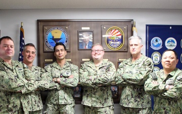 Capt. Michael S. Dwan, commander, SCSTC and Command Master Chief Jacob Shafer, SCSTC visit to SCSTC WESTPAC