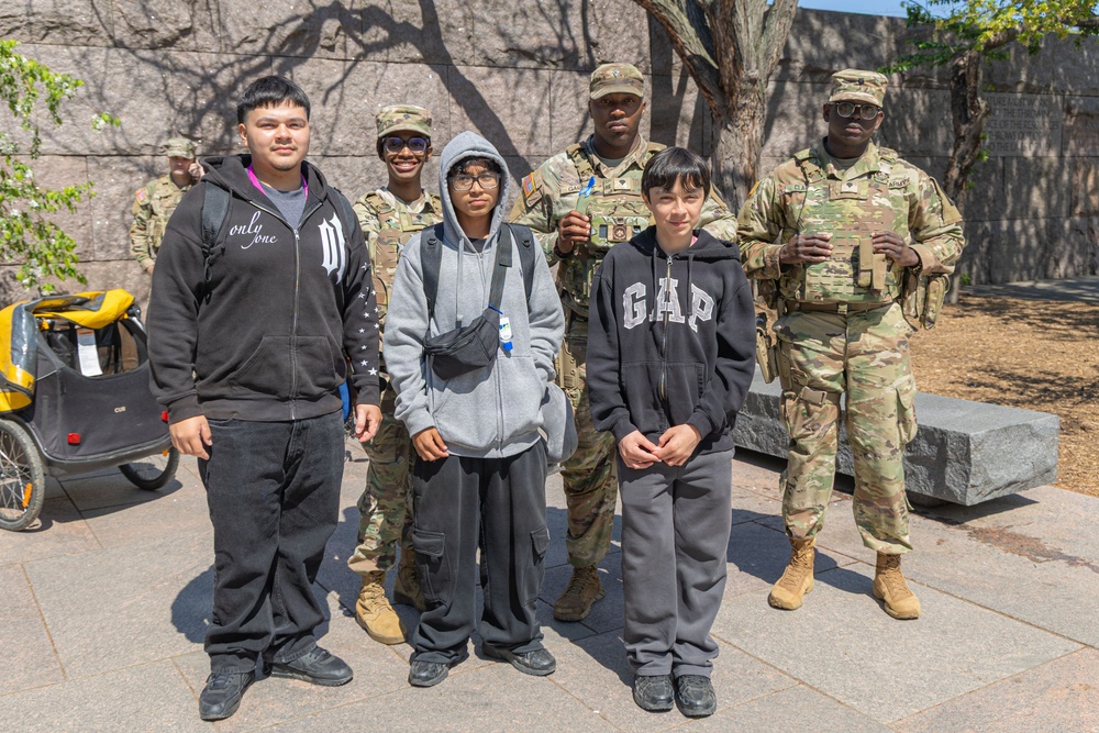 Mississippi National Guard Soldiers take a picture with members of the public in Washington, D.C.