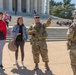 Mississippi National Guard Soldier helps a member of the public with directions
