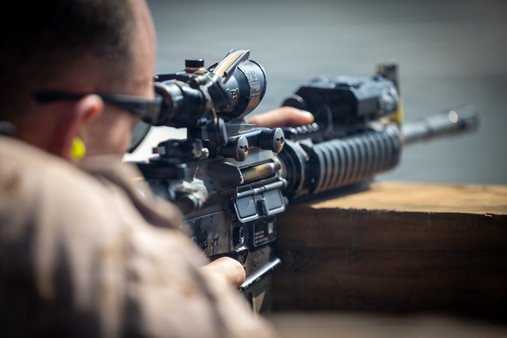 11th MEU Marines, Sailors Conduct Marksmanship Training Aboard USS Comstock