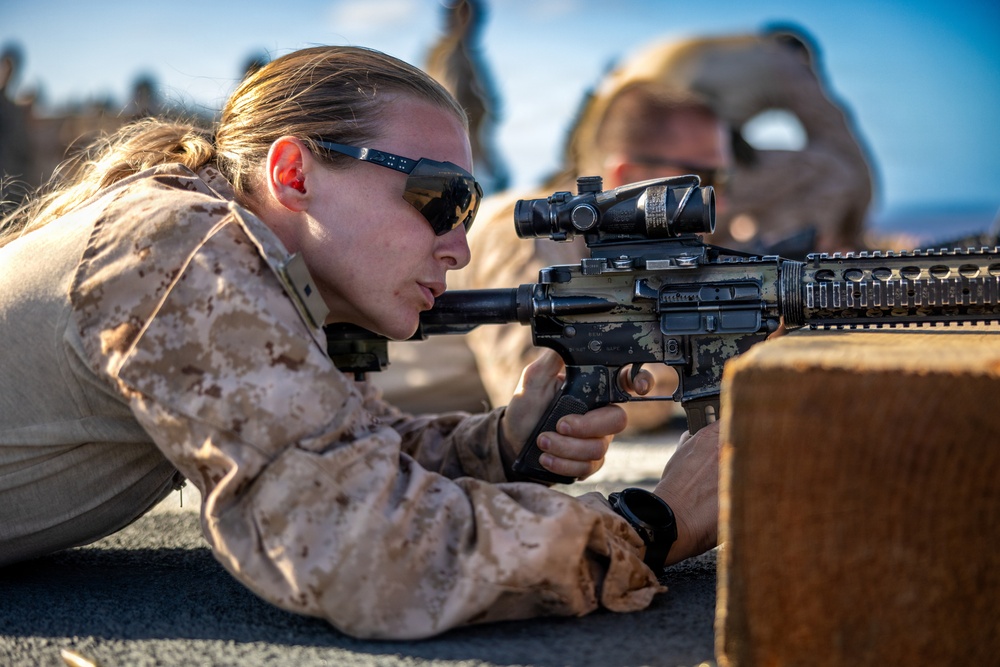 11th MEU Marines, Sailors Conduct Marksmanship Training Aboard USS Comstock