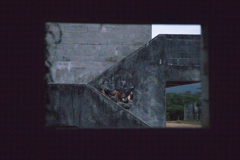U.S. Marines conduct close quarters battle training during communication strategy and operations field training exercise