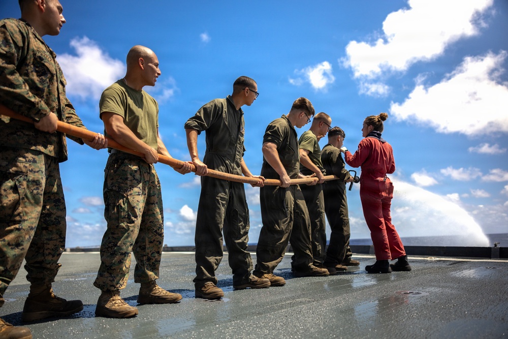 11th MEU Marines, Sailors Conduct Damage Control Training Aboard USS Comstock