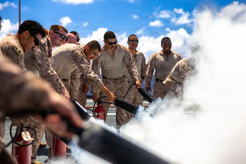 11th MEU Marines, Sailors Conduct Damage Control Training Aboard USS Comstock