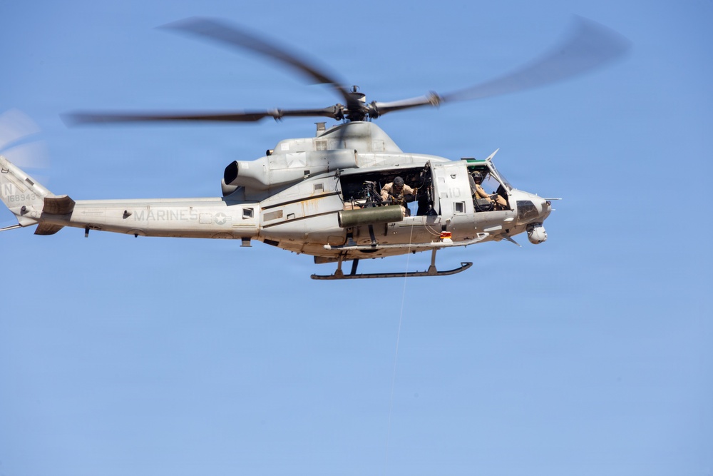 WTI 2-26 U.S. Marine Corps UH-1Y Venom rappelling and counter Unmanned Aerial System exercise