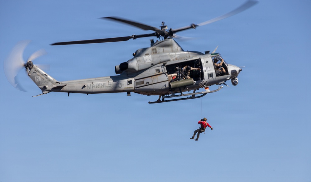 WTI 2-26 U.S. Marine Corps UH-1Y Venom rappelling and counter Unmanned Aerial System exercise