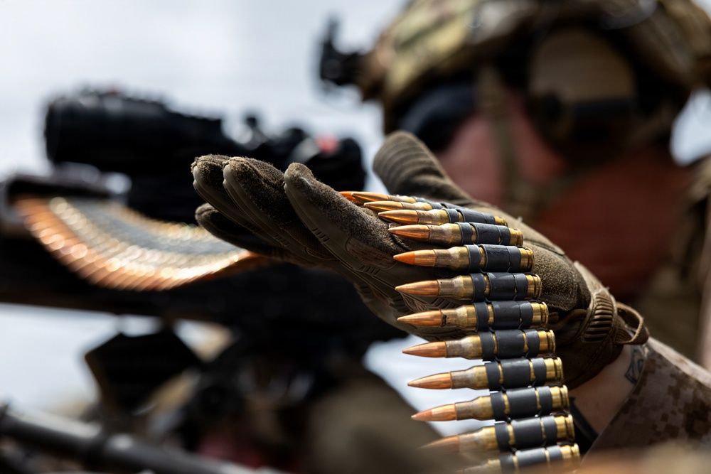 11th MEU Marines, Sailors Conduct a Live-fire M240B Machine Gun Range Aboard USS Comstock