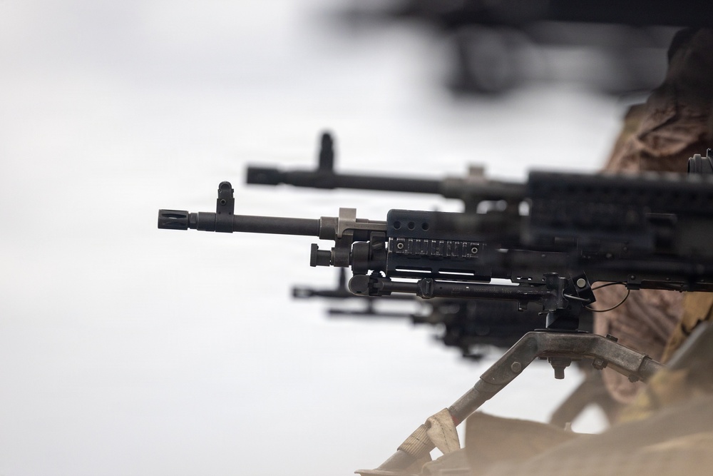 11th MEU Marines, Sailors Conduct a Live-fire M240B Machine Gun Range Aboard USS Comstock