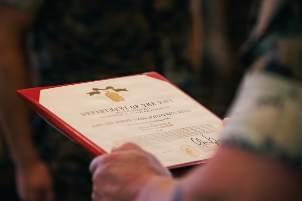 Non-Commissioned Marine of the Year Receives Navy and Marine Corps Achievement Medal