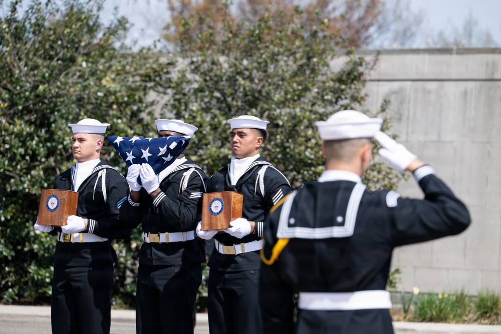 Military Funeral Honors are Conducted for U.S. Navy Lt. Griffith Way and U.S. Navy Lt. J.G. Patricia Way