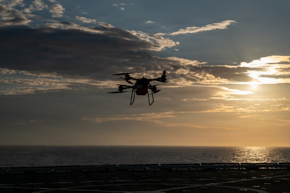 Marine Corps recently conduct shipboard testing with the TRV-150C Tactical Resupply Unmanned Aircraft System (TRUAS)