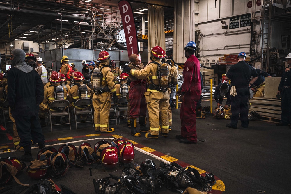 Ronald Reagan Sailors Participate in Firefighting 8010 Drill