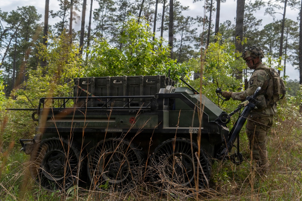 Rakkasan Soldier employs Hunter Wolf UGV to modernize field logistics at JRTC