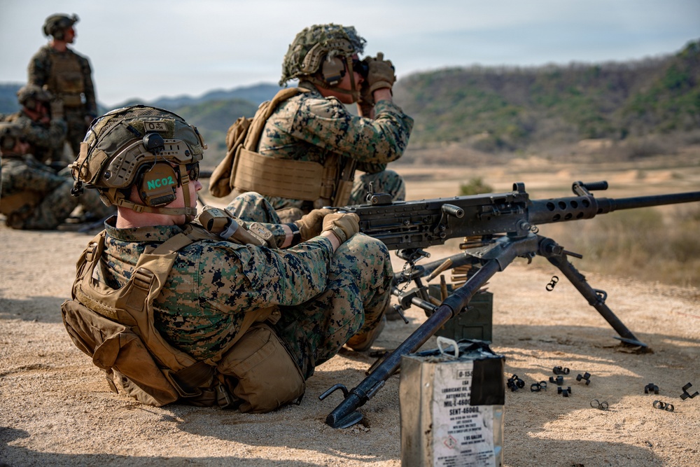 U.S. Marines Participate in a Machine Gun Range on Rodriguez Live Fire Complex