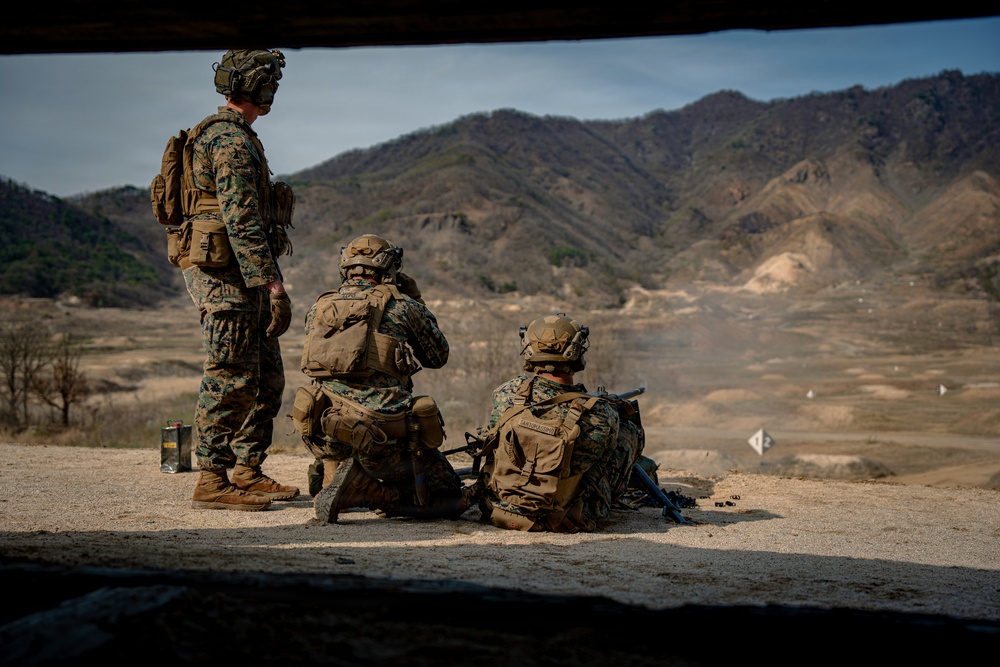 U.S. Marines Participate in a Machine Gun Range on Rodriguez Live Fire Complex