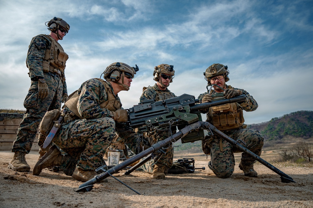 U.S. Marines Participate in a Machine Gun Range on Rodriguez Live Fire Complex