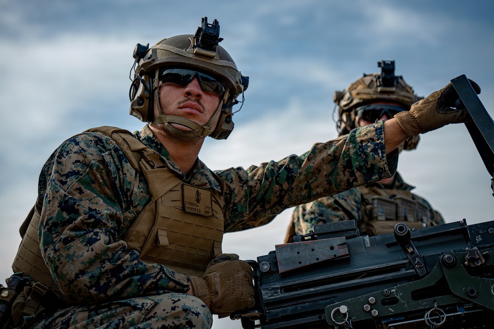 U.S. Marines Participate in a Machine Gun Range on Rodriguez Live Fire Complex