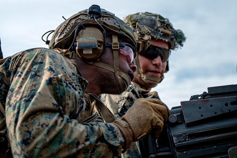 U.S. Marines Participate in a Machine Gun Range on Rodriguez Live Fire Complex