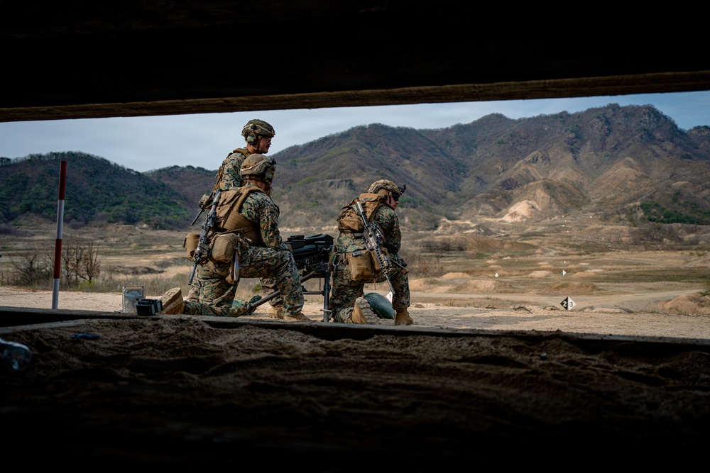 U.S. Marines Participate in a Machine Gun Range on Rodriguez Live Fire Complex