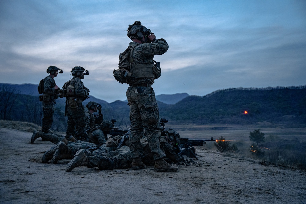 U.S. Marines Participate in a Machine Gun Range on Rodriguez Live Fire Complex