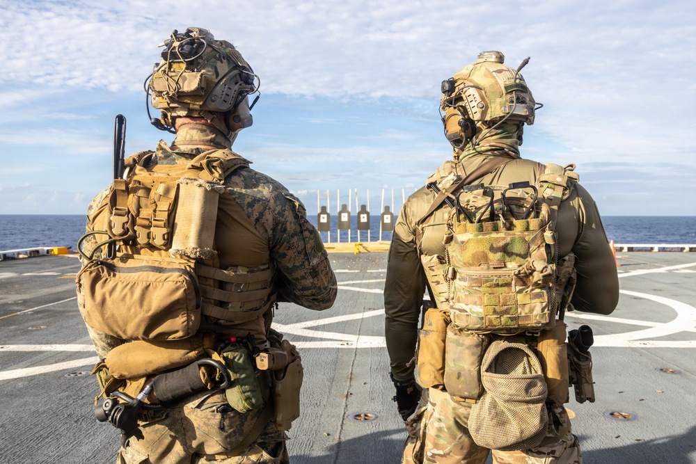 22nd MEU (SOC) | MSPF Marines and U.S. Coast Guardsmen Conduct Deck Shoot